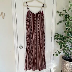 Red Tribal Print Midi Dress SzS
